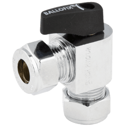 Kulventil med vred vinkel förkromad 15 mm x 10 mm, Ballofix