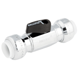 Kulventil med vred förkromad push 12 mm, Ballofix