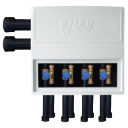 Fordelerskap isolert Nomo, venstre 63 mm. 8-38 l/m, 40 mm x 2 uttak