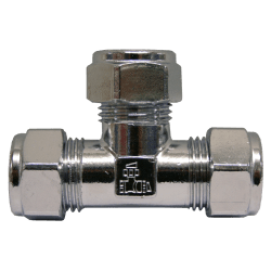 T-rör reducerande 3 kopplingar förkromad 12 mm x 12 mm x 10 mm