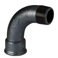 Böj 90° med 1 muff svart aducerad invändig x utvändig rörgänga R50