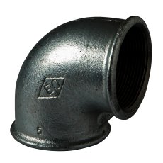 Vinkel 90° med 2 muffar svart aducerad invändig R50