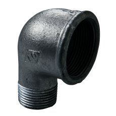 Vinkel 90° med 1 muff svart aducerad invändig x utvändig R32