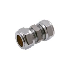 Rak koppling reducerande 2 kopplingar förkromad 15 mm x 12 mm