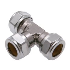 T-rör reducerande 3 kopplingar förkromad 15 mm x 15 mm x 12 mm