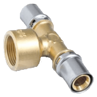 T-rör invändigt avstick 2 muffar alupex pexal press 32 mm x R32 x 32 mm