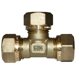 T-rör 3 kopplingar mässing 22 mm x 22 mm x 22 mm, Vatette