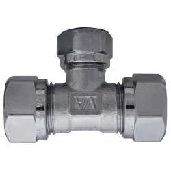 T-rör reducerande 3 kopplingar förkromad 15 mm x 12 mm x 12 mm, Vatette