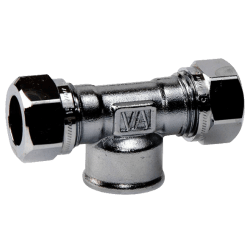 T-rör 2 kopplingar x invändig förkromad 12 mm x R15 x 12 mm, Vatette