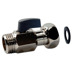 Kulventil med vred förkromad utvändig x löpmutter R15, Vatette