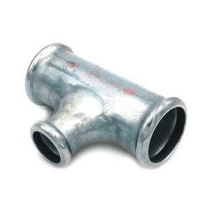 T-rör reducerande 3 muffar elförzinkade M-press 88,9 mm x 76,1 mm x 88,9 mm