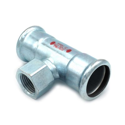 T-rör invändigt avstick 2 muffar elförzinkad M-press 35 mm x R15 x 35 mm