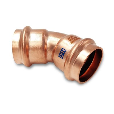 Böj 45° 2 muffar koppar V-press 54 mm