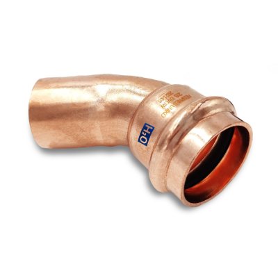 Böj 45° 1 muff koppar V-press 28 mm