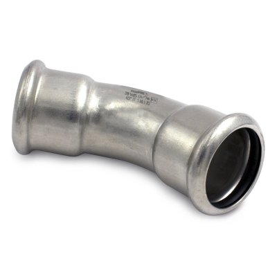 Böj 45° 2 muffar rostfri M-press 22 mm