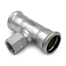 T-rör invändigt avstick 2 muffar rostfri M-press 42 mm x R20 x 42 mm