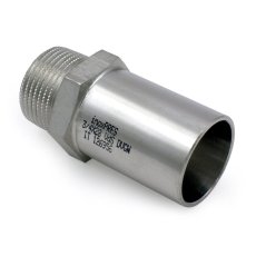 Övergångsnippel utvändig slätända M-press rostfri R15 x 18 mm