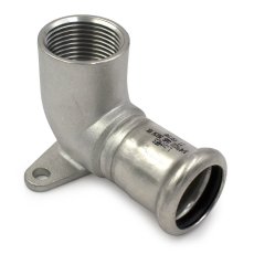 Väggfäste 90° invändig 1 muff M-press rostfri R20 x 22 mm