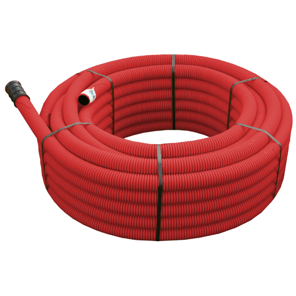 Zoom bild av Kabelrør dobbelvegg m dragtråd Rød 50/42 Ring 50 m