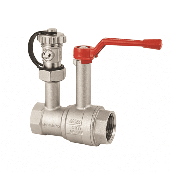 Zoom bild av Kulventil CIM 527 med hög hals och avtappning invändig R10, Cimberio