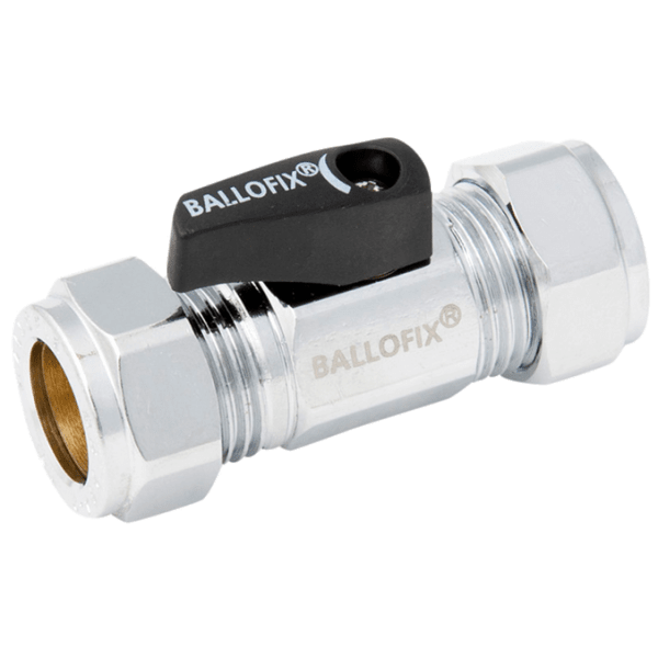 Zoom bild av Kulventil med vred förkromad 12 mm x 10 mm, Ballofix