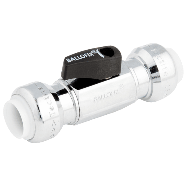 Zoom bild av Kulventil med vred förkromad push 12 mm, Ballofix