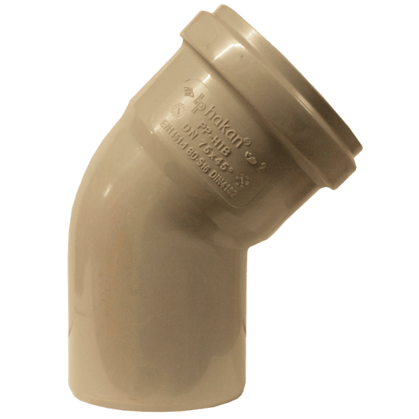 Zoom bild av Böj 45° med 1 muff PP/HT 110 mm, Nordic Pipelife