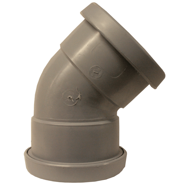 Zoom bild av Böj 45° med 2 muffar PP/HT 50 mm, Nordic Pipelife