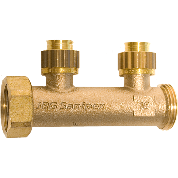 Zoom bild av Tappvattenfördelare 2 uttag kongrepp x löpmutter x utvändig 16x2,2 mm x 1" MN, Sanipex