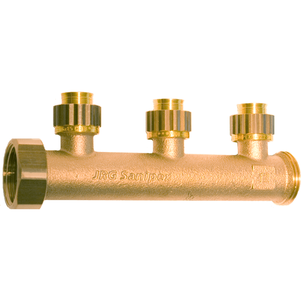 Zoom bild av Tappvattenfördelare 3 uttag kongrepp x löpmutter x utvändig 20x2,8 mm x 1" MN, Sanipex