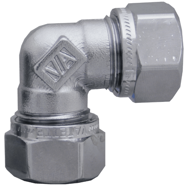 Zoom bild av Vinkel 2 kopplingar förkromad 18 mm x 18 mm, Vatette