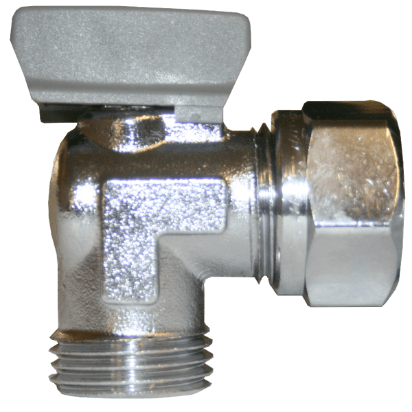 Zoom bild av Kulventil med vred vinkel förkromad utvändig R15 x 15 mm, Vatette