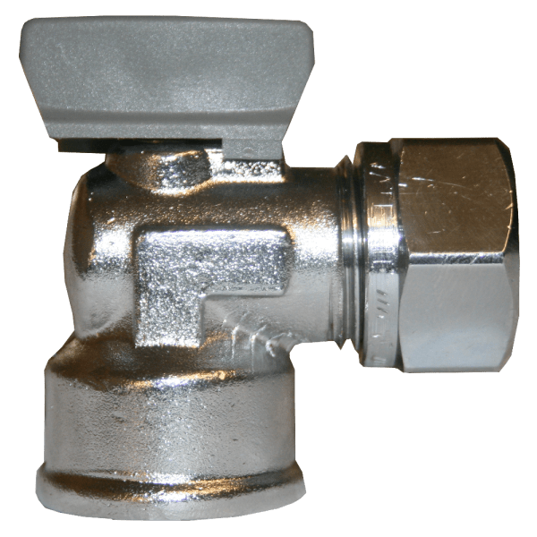 Zoom bild av Kulventil med vred vinkel förkromad invändig R15 x 15 mm, Vatette