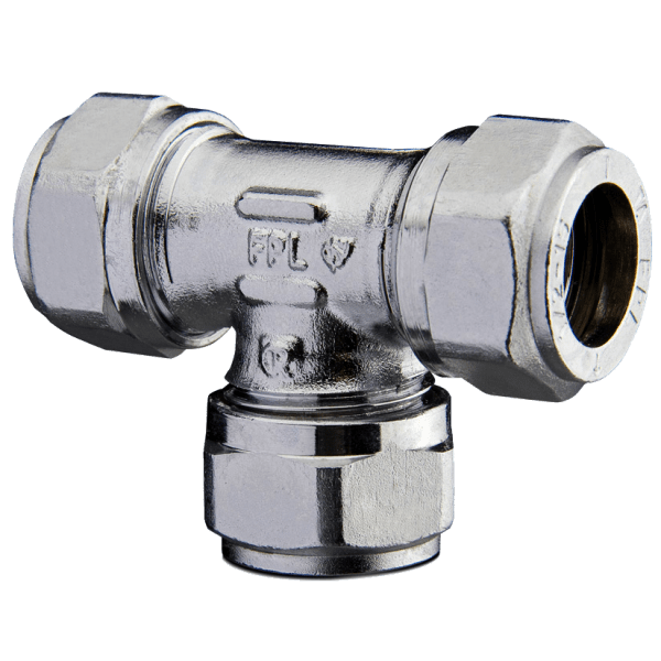 Zoom bild av T-rör 3 kopplingar förkromad 15 mm x 15 mm x 15 mm, FPL