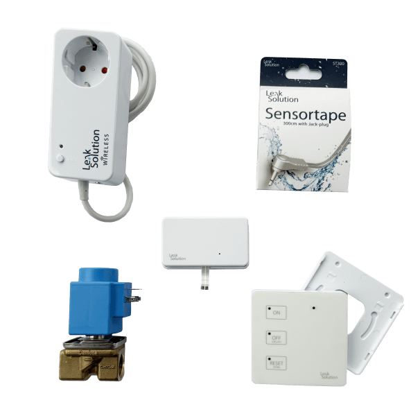 Zoom bild av Lekkasjesikring sett med 1 stk. NO ventil 1/2" trådløs, Leak Solution