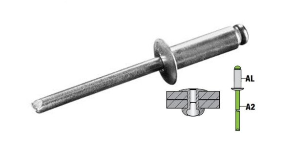 Zoom bild av Popnit alu/rostfri 3,2 mm x 12 mm 1000 st, GOEBEL