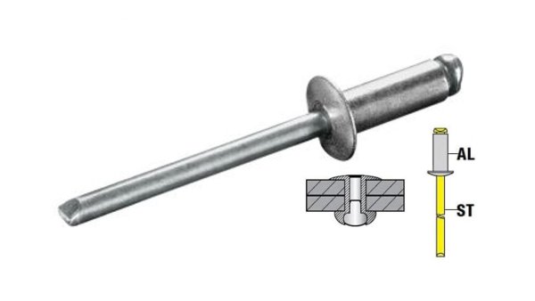 Zoom bild av Popnit alu/stål 4,0 mm x 10 mm 1000 st, GOEBEL