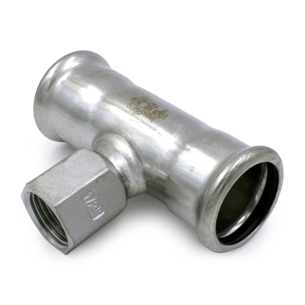 T-rör med inv gänga avstick rostfri M-press 22 mm x G15 x 22 mm | Tregnor